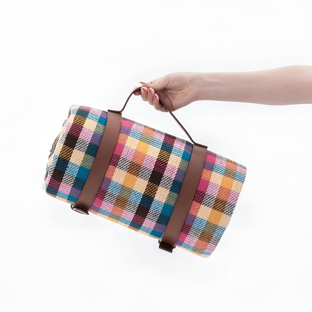 Reversible Checkered Cotton Picnic Blanket