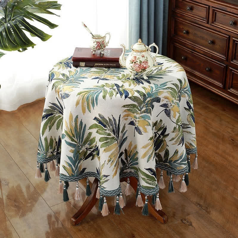 Chenille Jacquard Floral Tablecloth