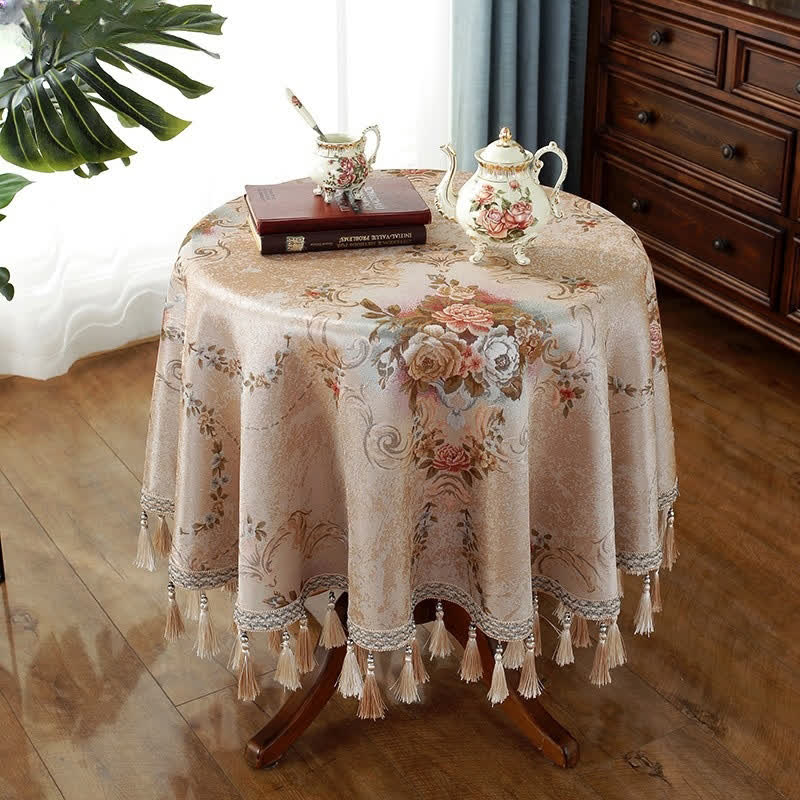 Chenille Jacquard Floral Tablecloth