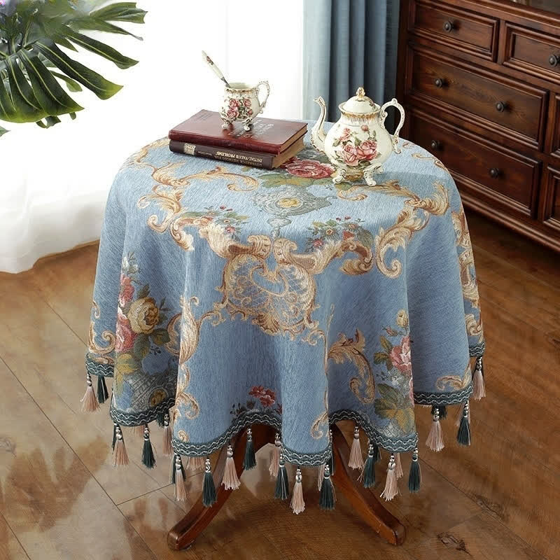 Chenille Jacquard Floral Tablecloth