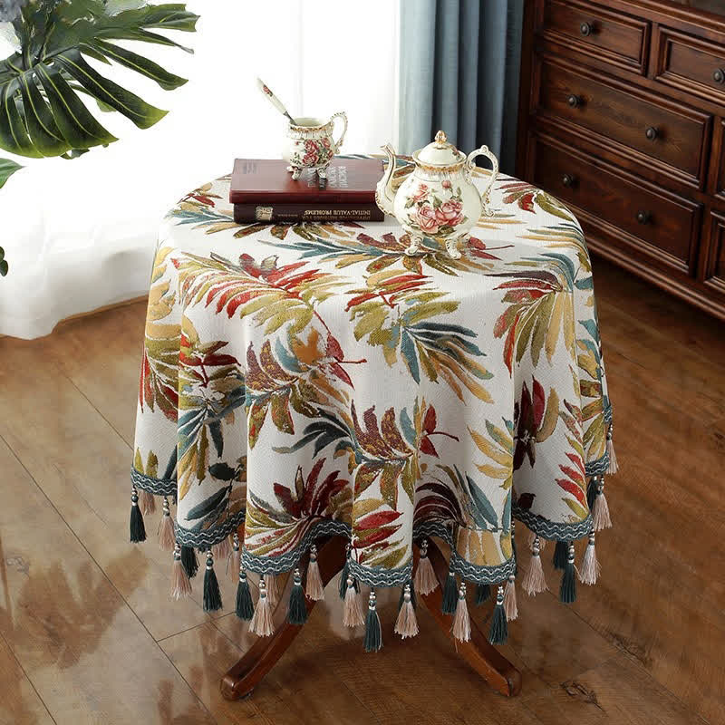 Chenille Jacquard Floral Tablecloth