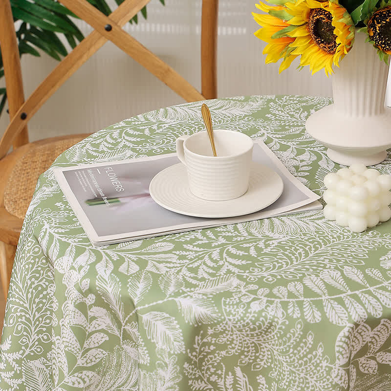 Pastoral Green Leaf Waterproof Tablecloth