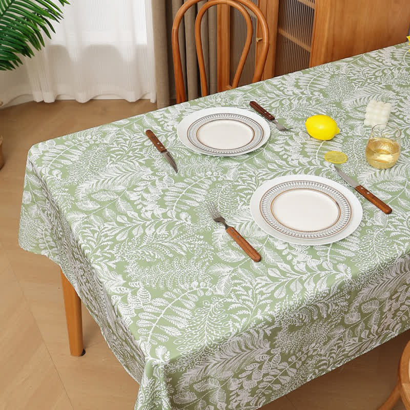 Pastoral Green Leaf Waterproof Tablecloth