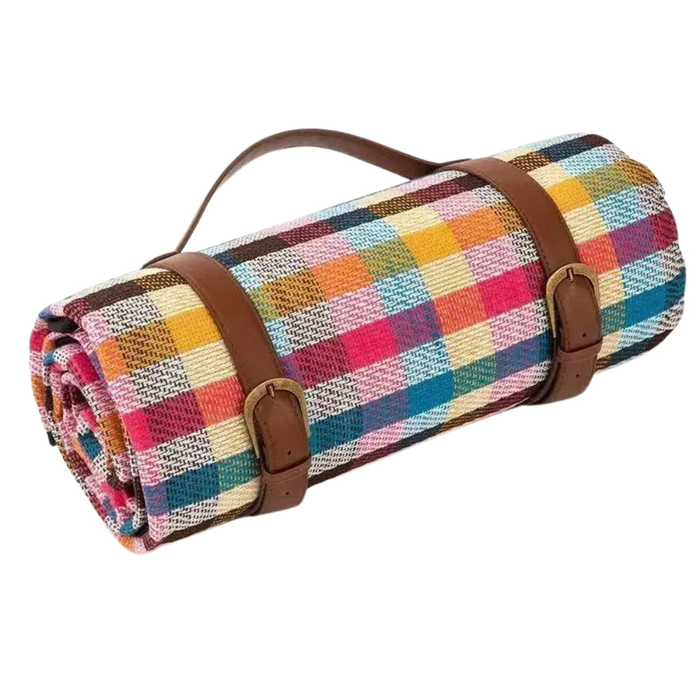 Reversible Checkered Cotton Picnic Blanket