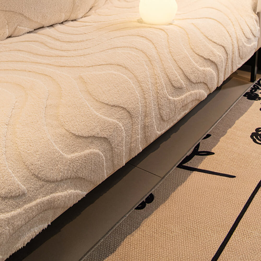 Warm Plush Curved Jacquard Non-Slip Sofa Protector Cover