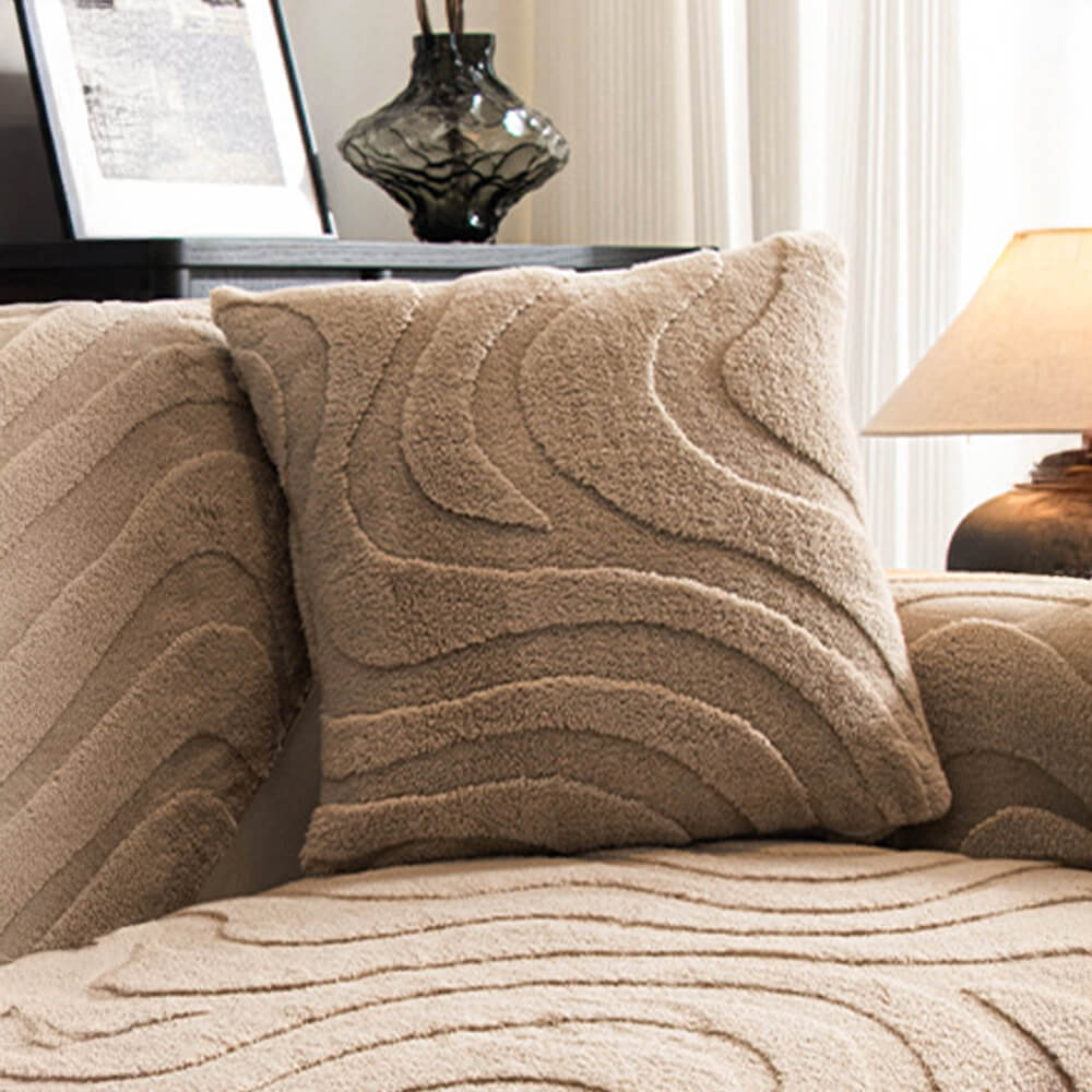 Warm Plush Curved Jacquard Non-Slip Sofa Protector Cover