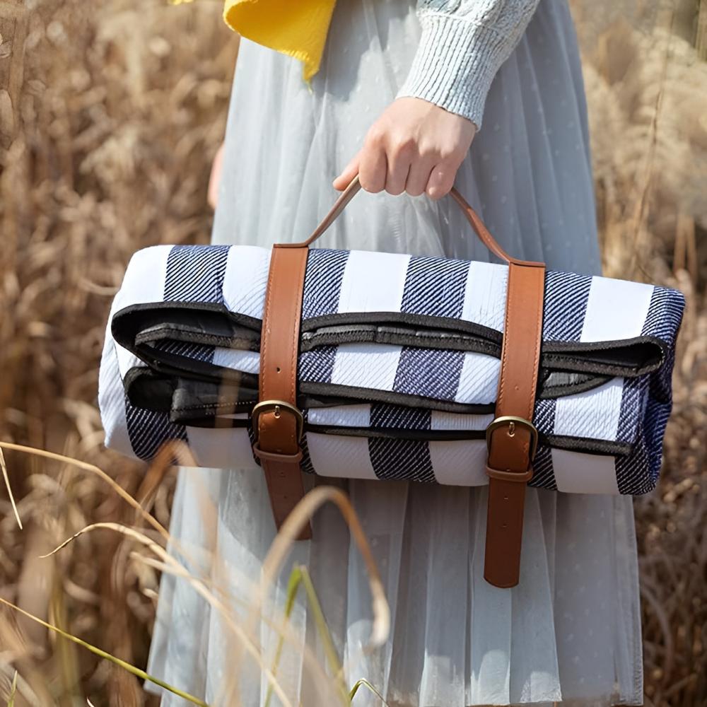 Reversible Checkered Cotton Picnic Blanket