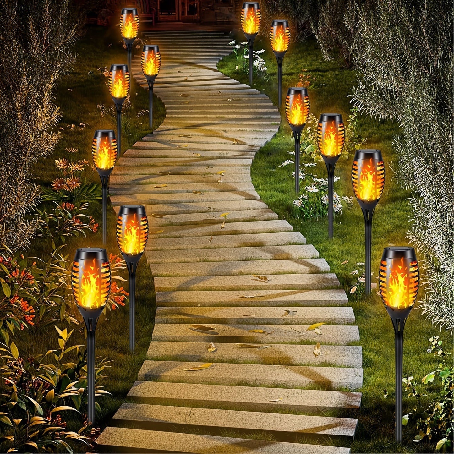 Solar Flickering Flame pathway Garden Lights