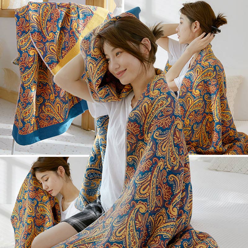 Mixed Color Reversible Gauze Bath Towel Soft Cotton