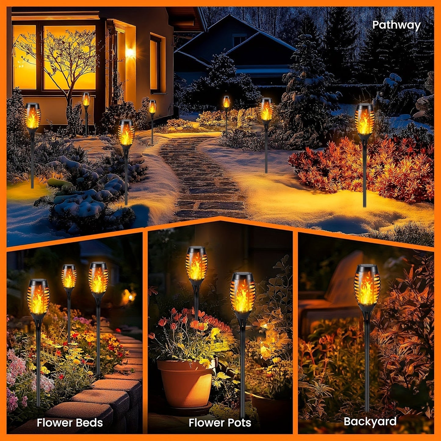 Solar Flickering Flame pathway Garden Lights