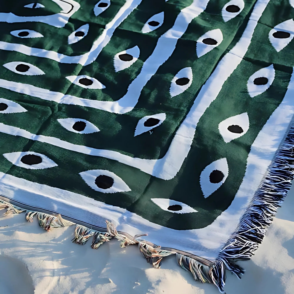 Cotton Snake Labyrinth Throw Blanket – Reversible Design