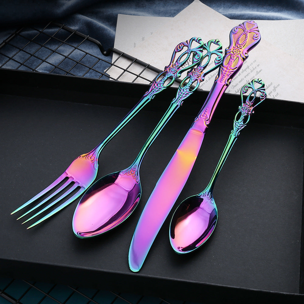 Stainless Steel Cutlery Set with Hand-Forged Finish