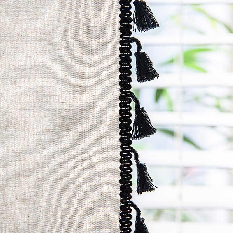 Geometric Tassel Curtain Semi Blackout Drapes in Cotton Blend