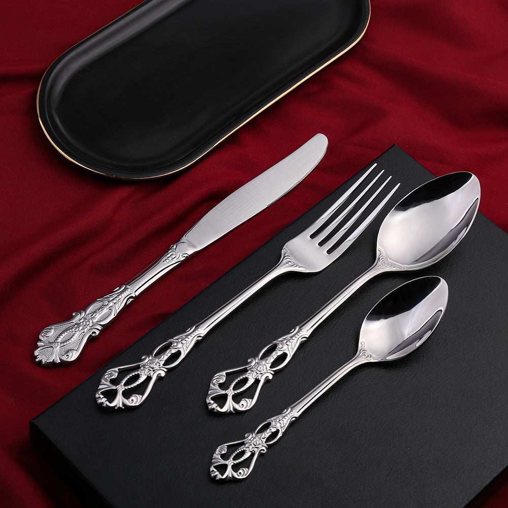 Stainless Steel Cutlery Set with Hand-Forged Finish