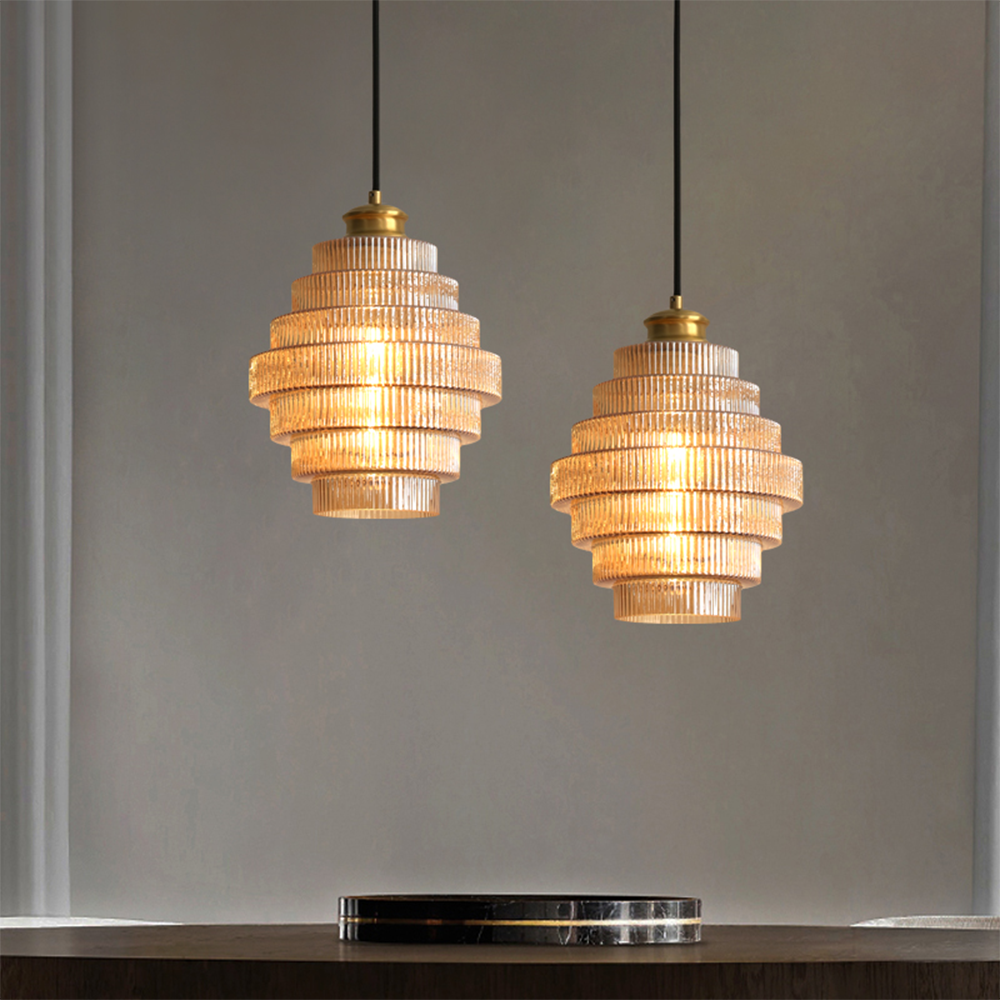 Stripped Glass Brass Pendant Light