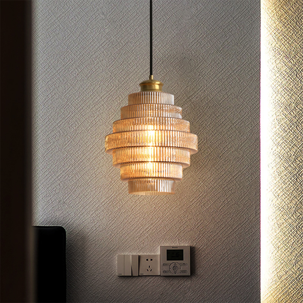 Stripped Glass Brass Pendant Light
