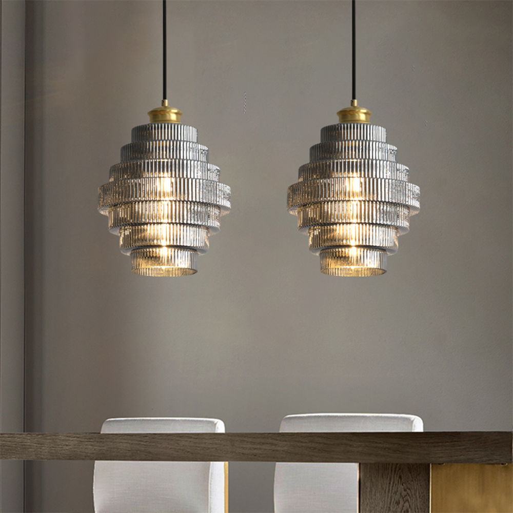 Stripped Glass Brass Pendant Light