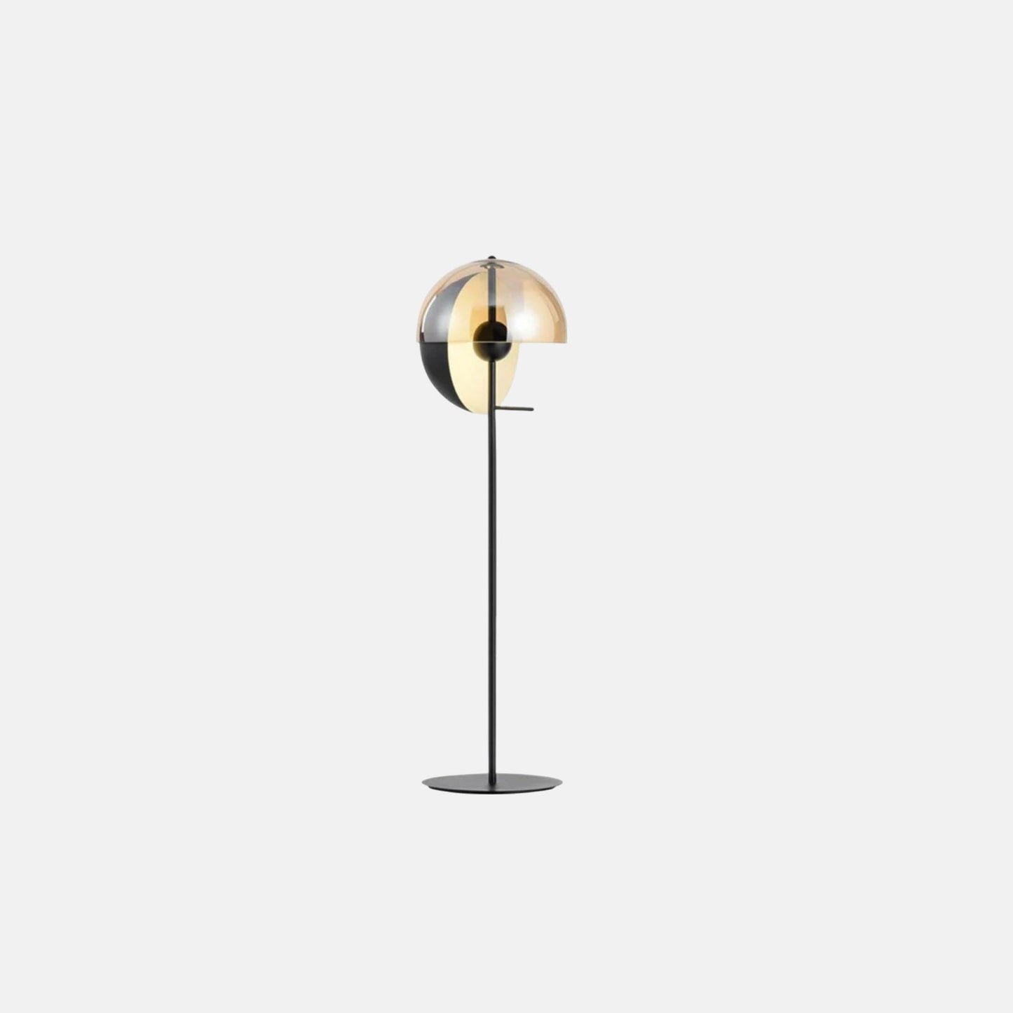 Modern Floor Lamp with Amber Glass Shade