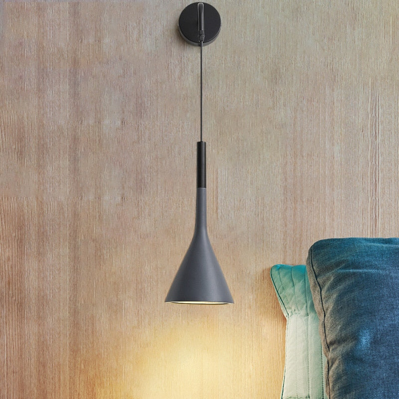 Scandinavian Bedside Pendant Wall Light – Adjustable Cord