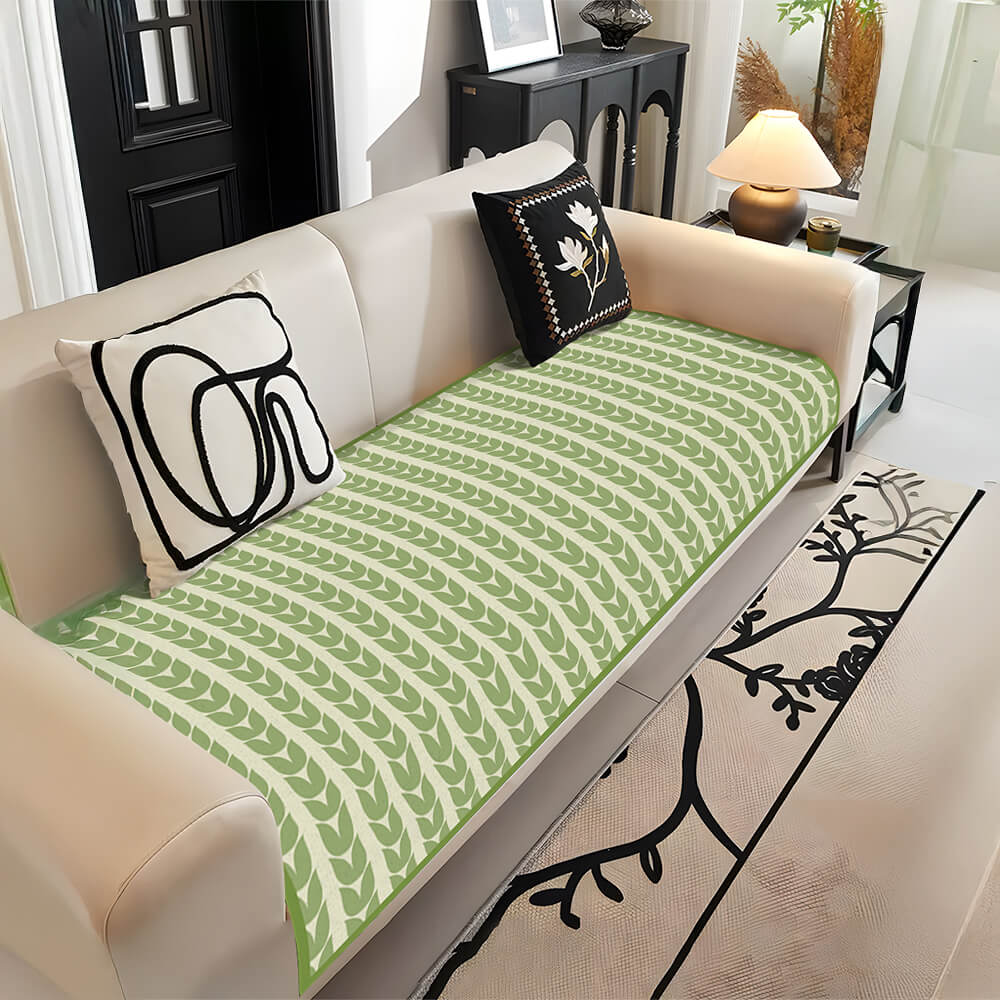 Modern Ice Silk Breathable Anti-Slip Couch Cover Wheat Pattern