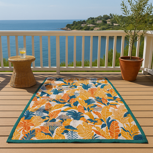 Flower Bird Cotton Reversible Beach Bath Towel