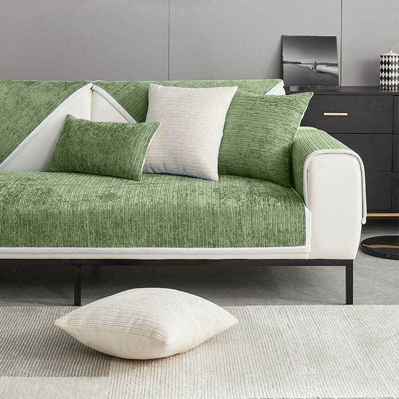 Waterproof Antimicrobial Simple Chenille Fabric Couch Cover