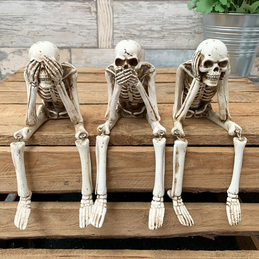 3-Piece Halloween Skeleton Figurine Set