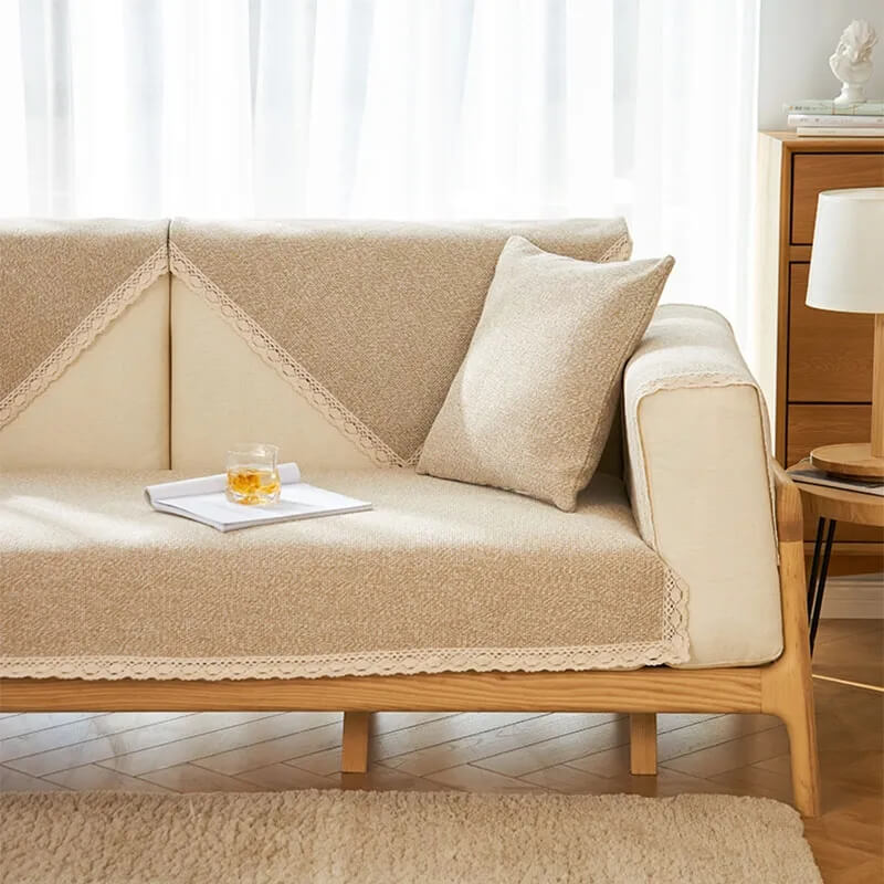 Hand-Woven Cotton Linen Non-Slip Couch Cover All Seasons