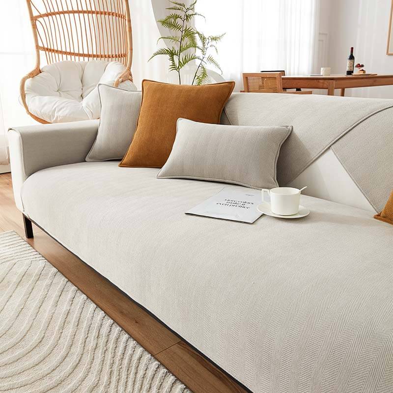 Herringbone Chenille Fabric Waterproof Antifouling Couch Cover