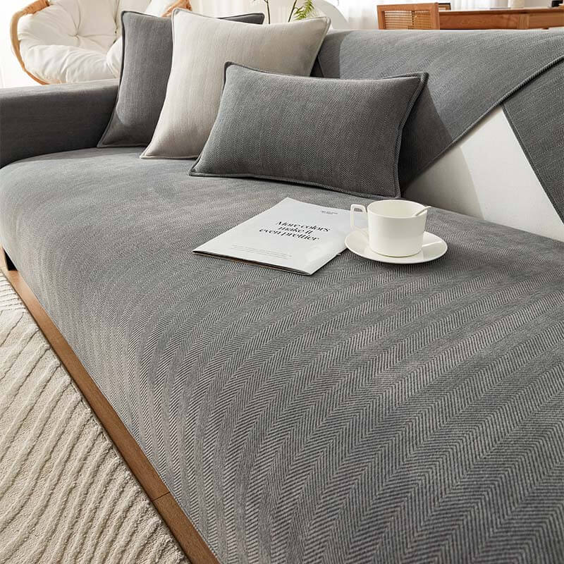 Herringbone Chenille Fabric Waterproof Antifouling Couch Cover