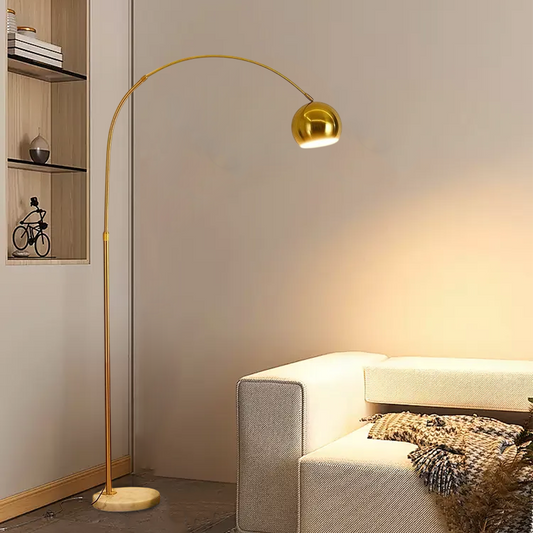 Nordic Arc Floor Lamp with Hemispherical Shade