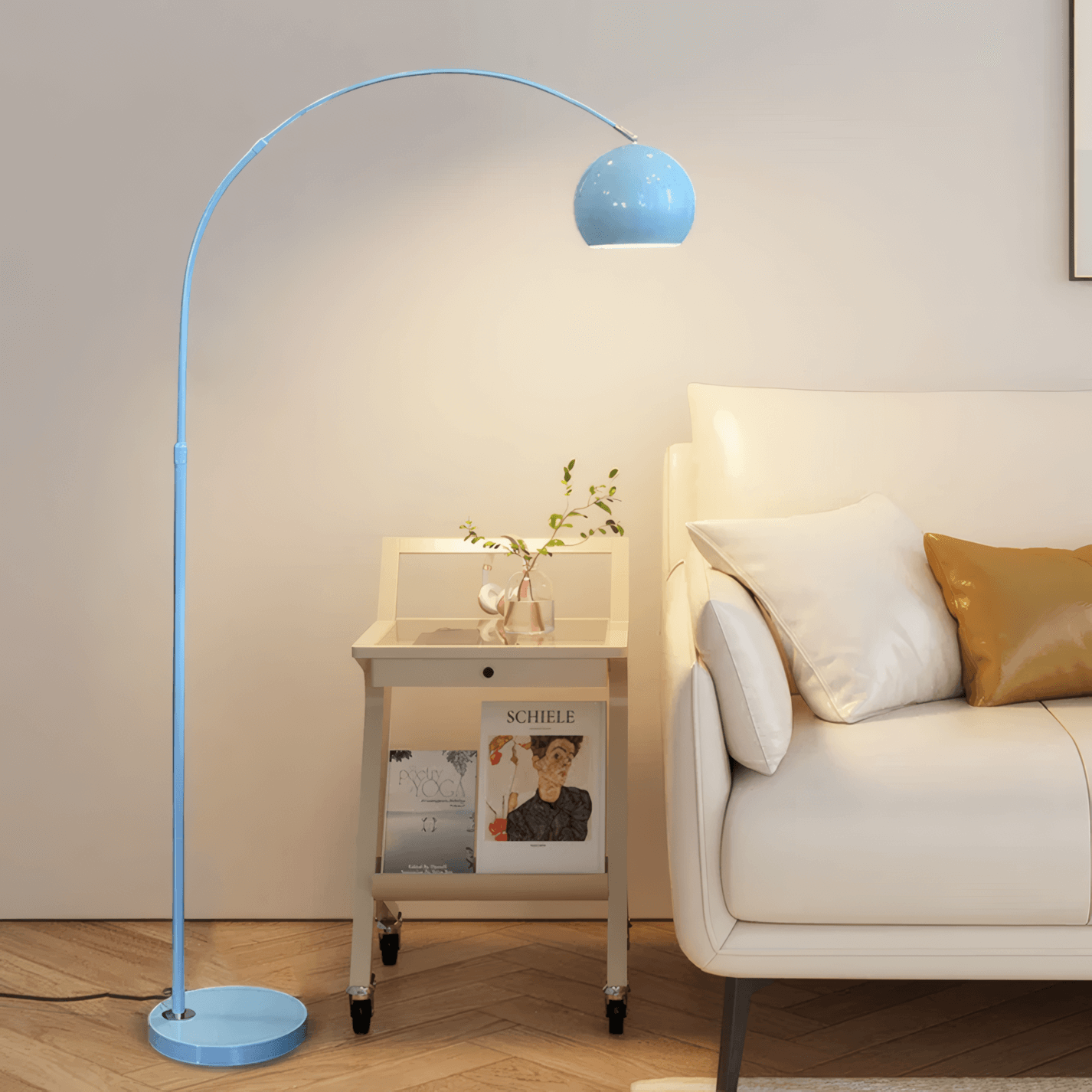 Nordic Arc Floor Lamp with Hemispherical Shade