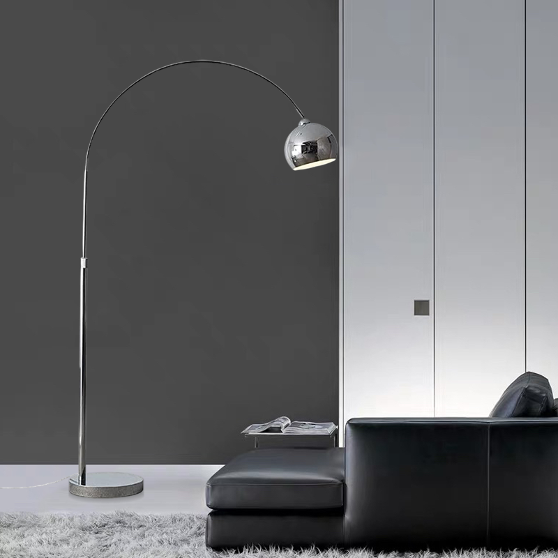 Nordic Arc Floor Lamp with Hemispherical Shade