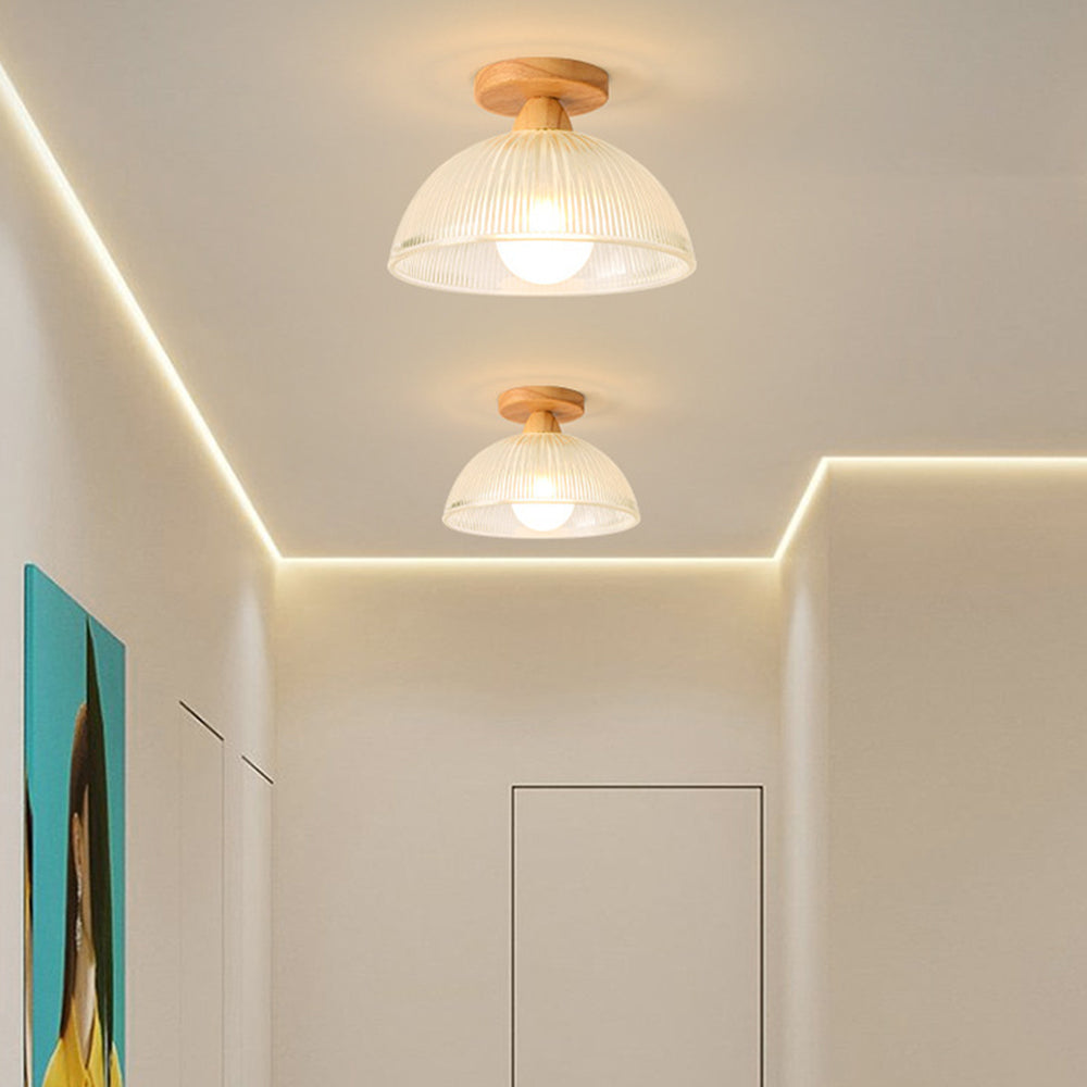 Solid Wood and Glass Modern Ceiling Lamp