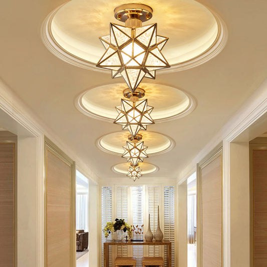 Star Pattern Semi-Flush Ceiling Light