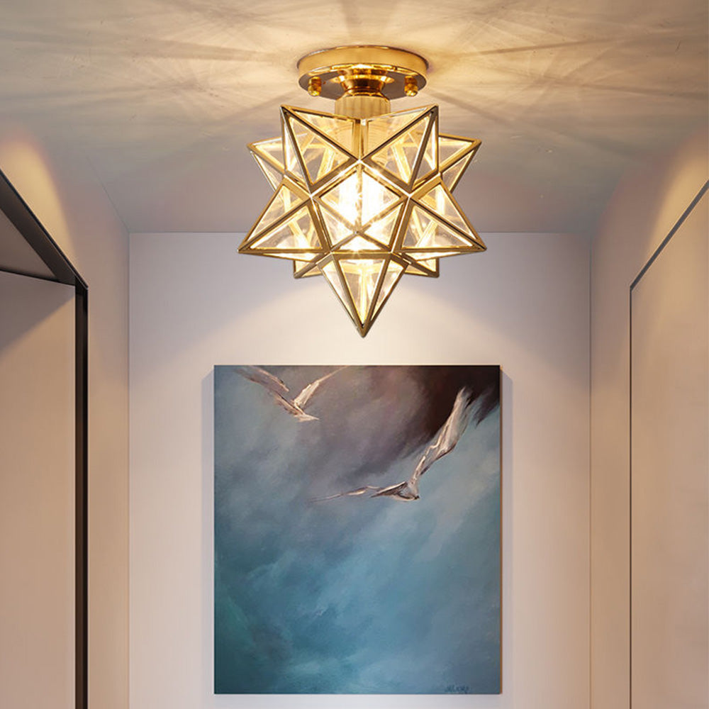 Star Pattern Semi-Flush Ceiling Light