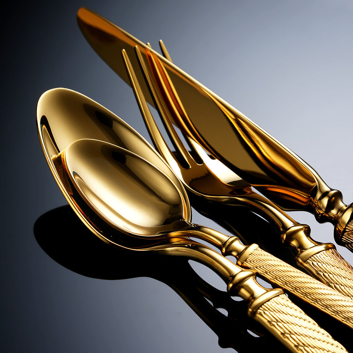Realm Textured Gold Luxury Cutlery Set