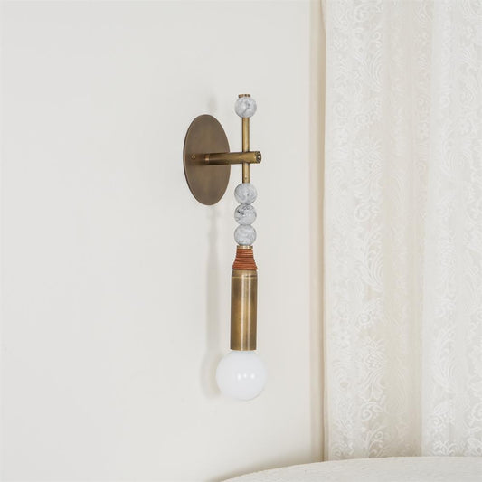 Persepolis-Inspired Marble & Brass Wall Sconce