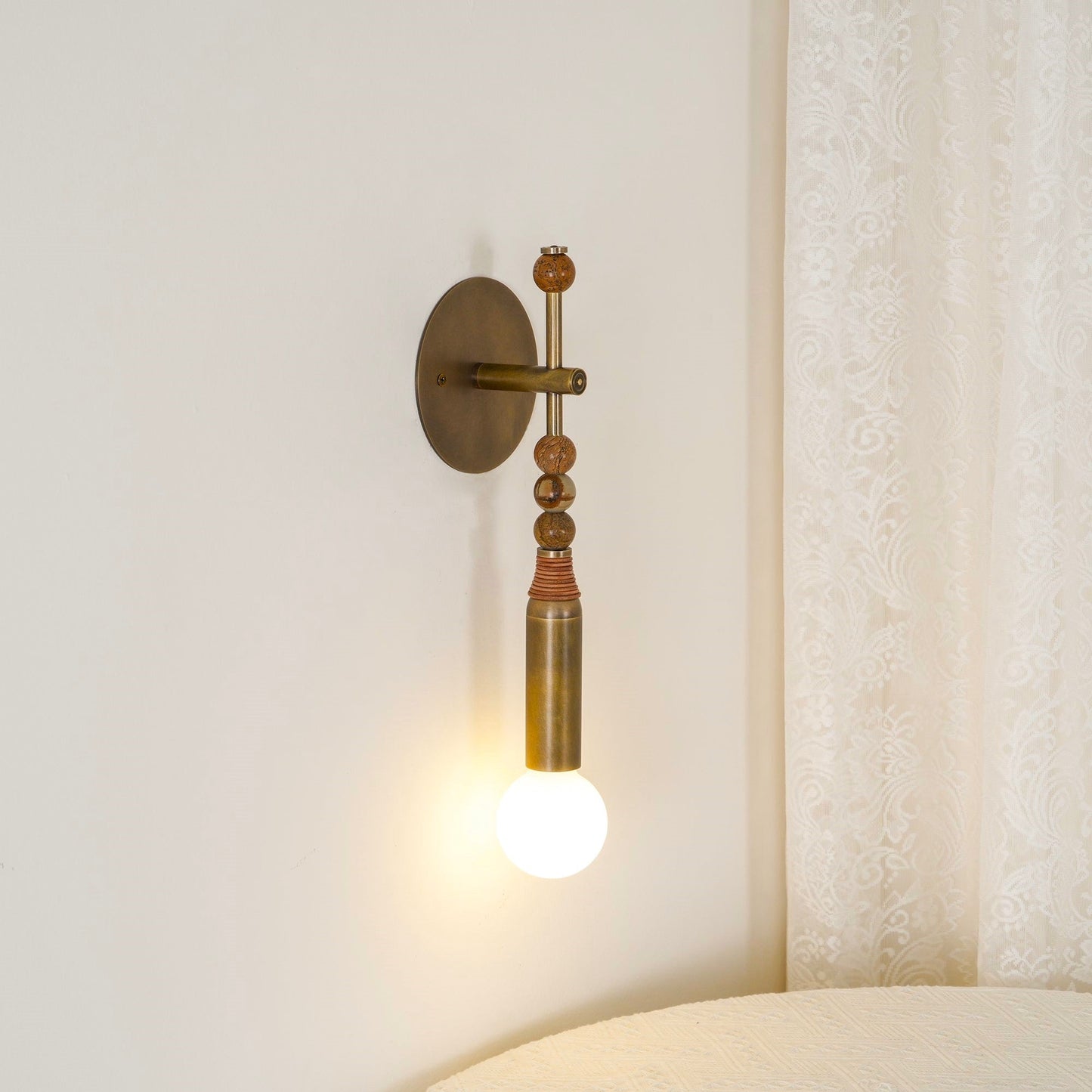 Persepolis-Inspired Marble & Brass Wall Sconce