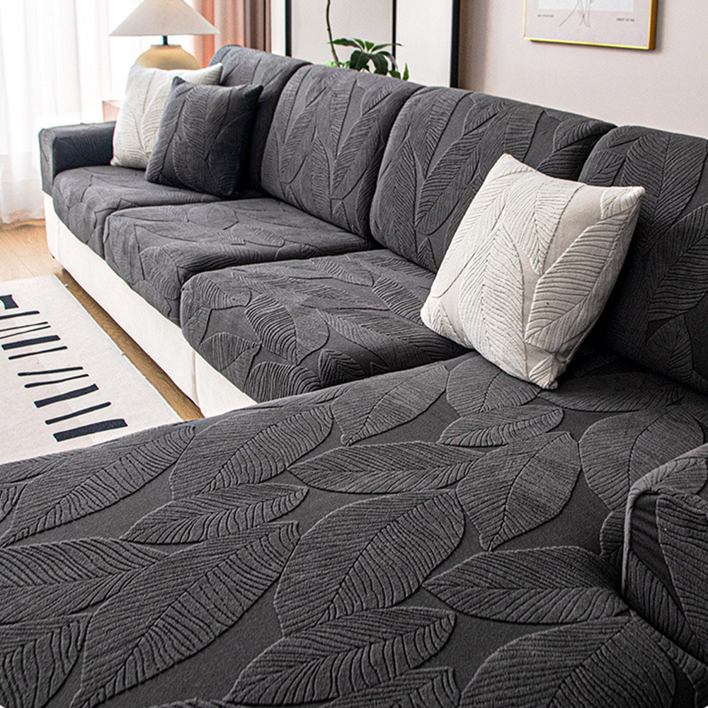 Modern Leaf Jacquard Waterproof Anti-Scratch Couch Cover