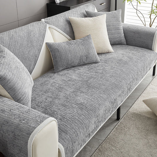 Waterproof Antimicrobial Simple Chenille Fabric Couch Cover