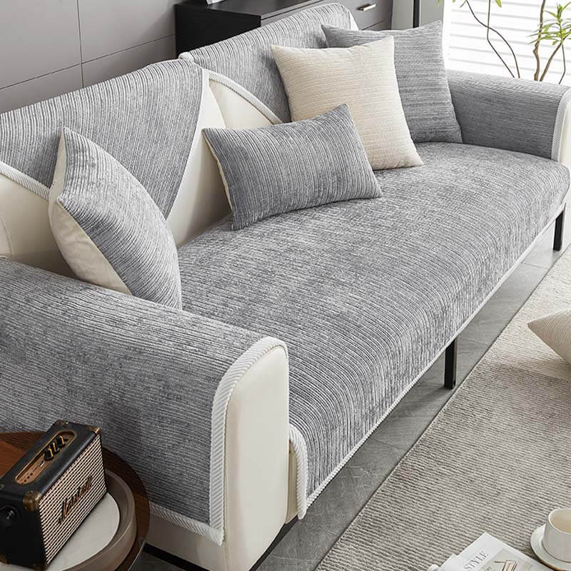 Waterproof Antimicrobial Simple Chenille Fabric Couch Cover
