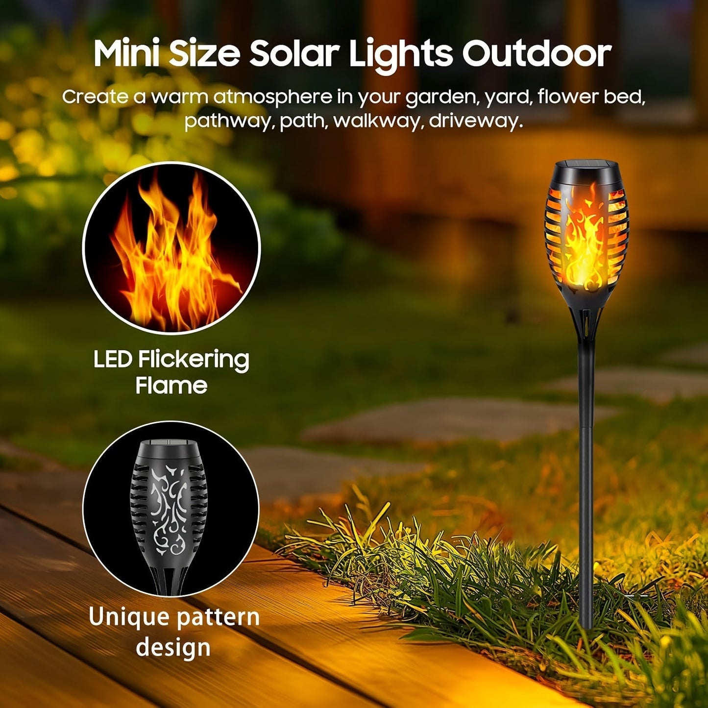 Solar Flickering Flame pathway Garden Lights