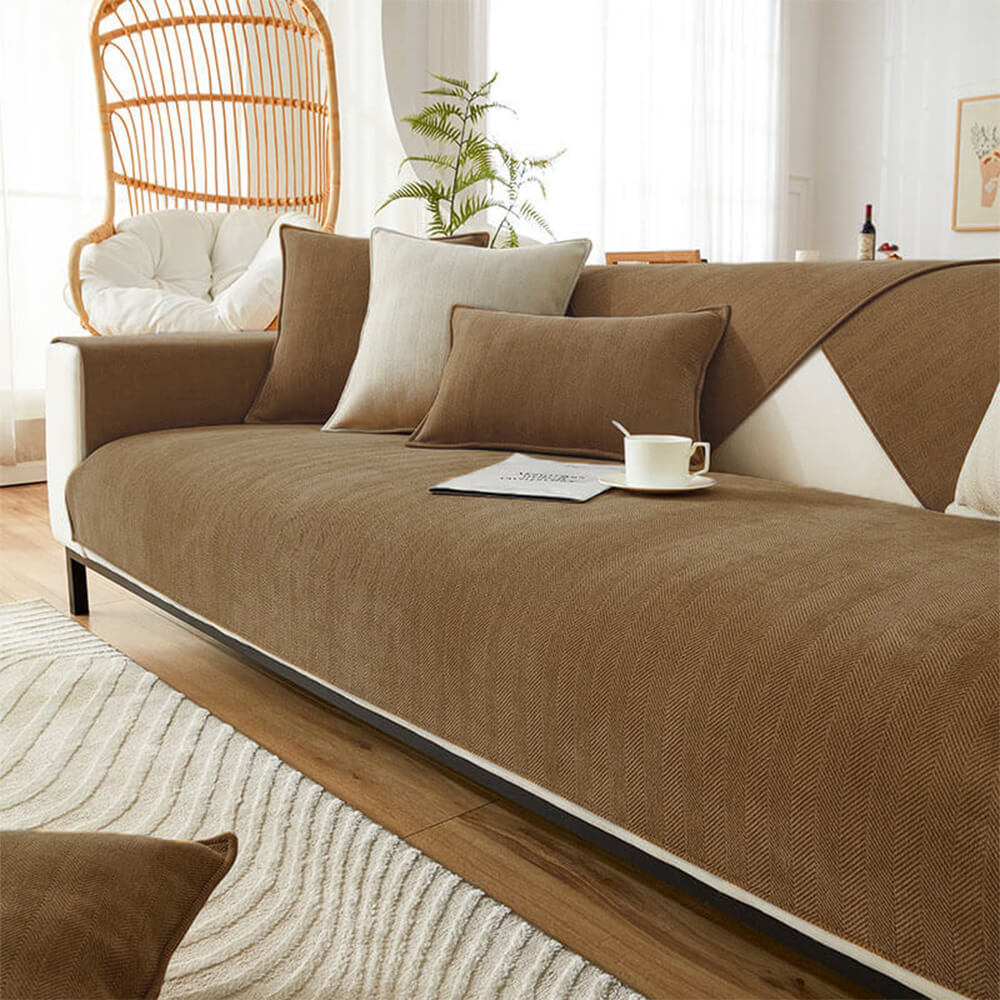 Herringbone Chenille Fabric Waterproof Antifouling Couch Cover
