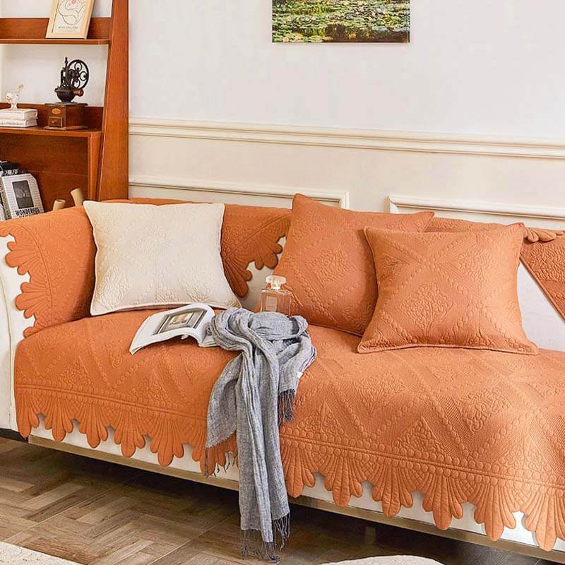 Fashion Leaf Trim Cotton Washable Couch Cover 70x70 cm