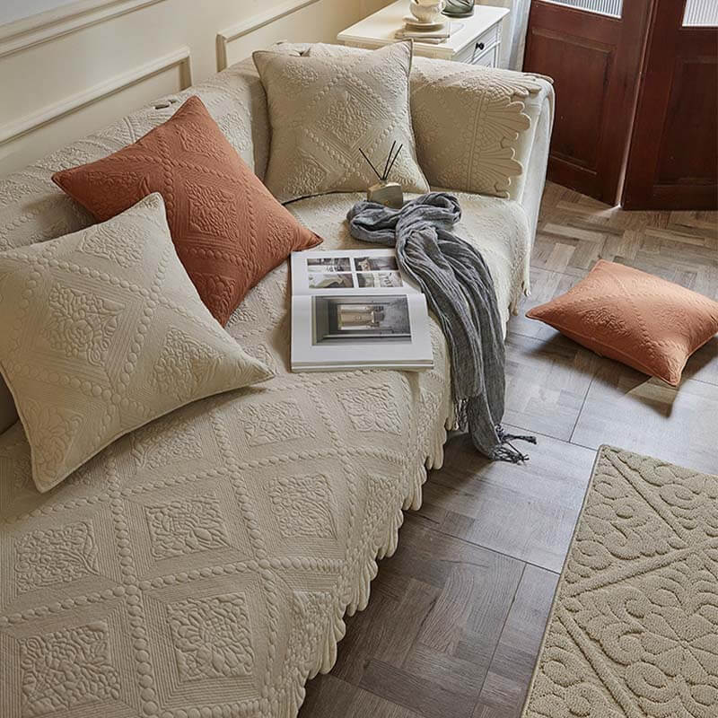 Fashion Leaf Trim Cotton Washable Couch Cover 70x70 cm