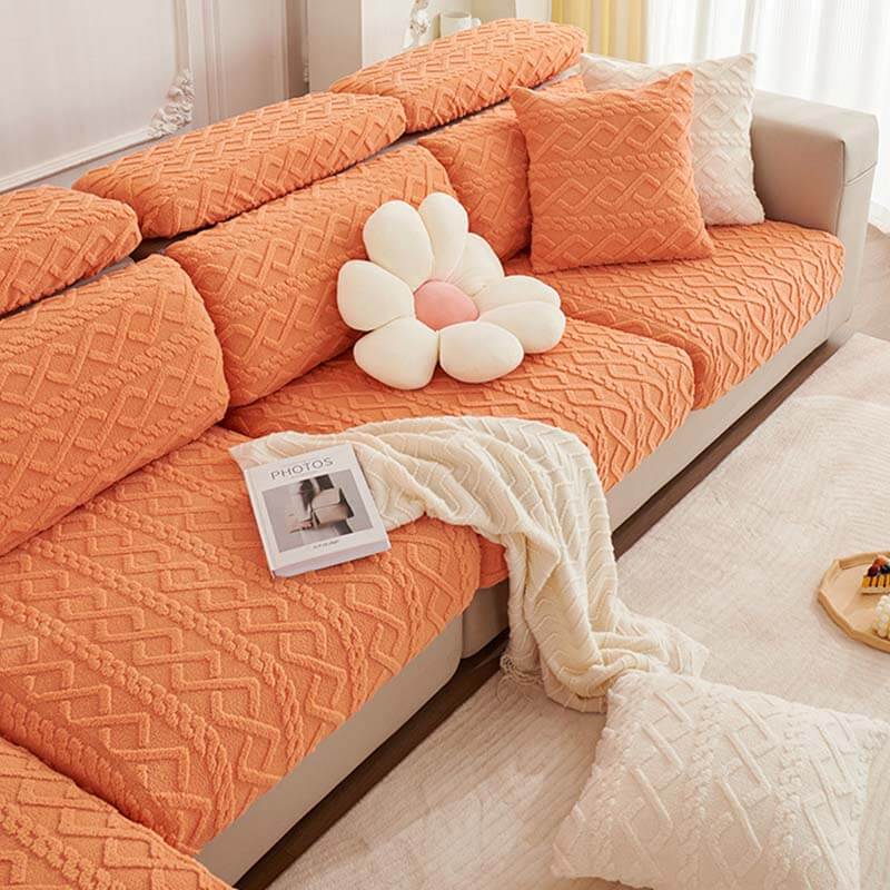 Full Wrap Soft Fleece Stretch Couch Cover for All Seasons