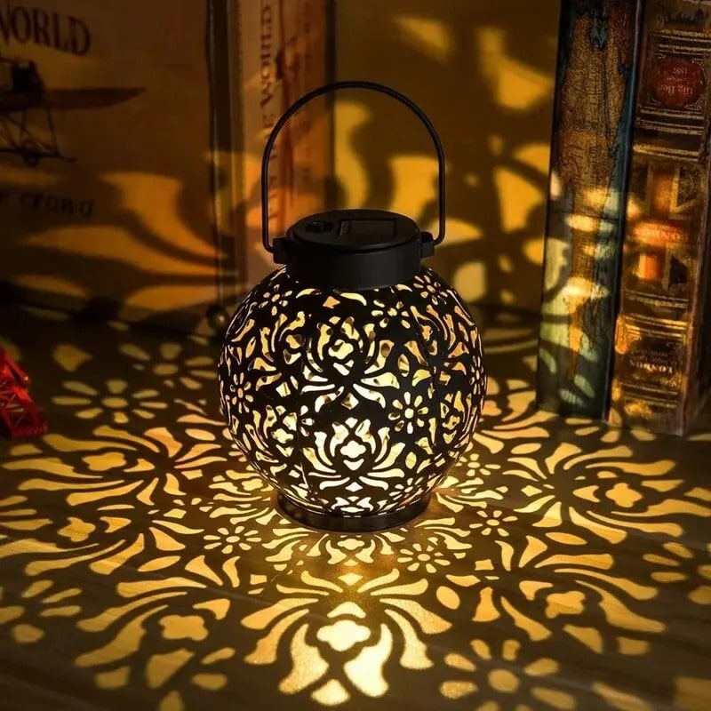 Outdoor Solar Lantern with Carved Design
