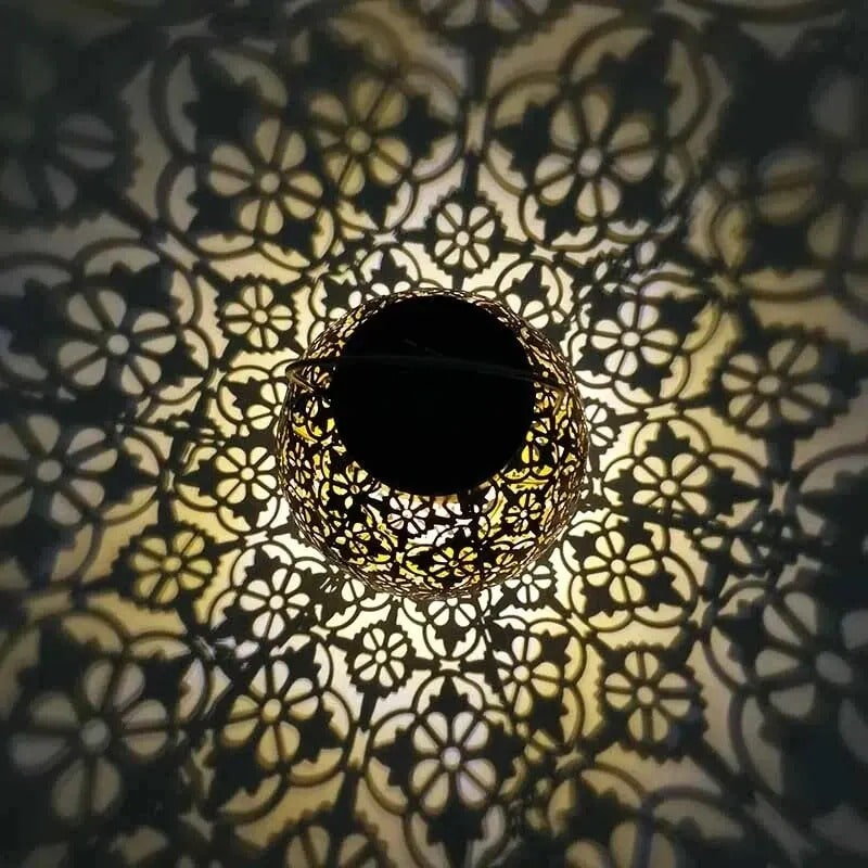 Outdoor Solar Lantern with Carved Design