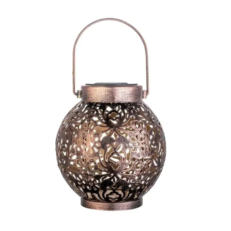 Outdoor Solar Lantern with Carved Design
